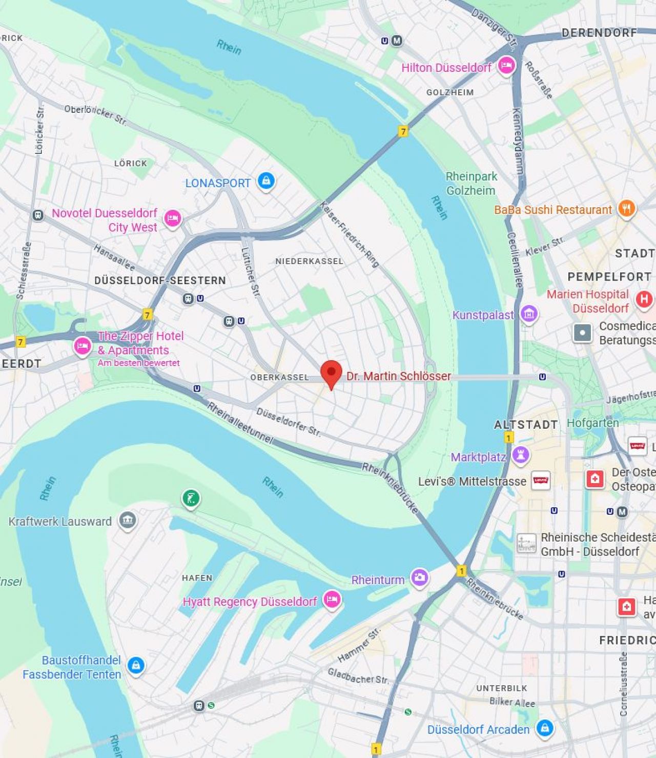 Praxis Schlösser Düsseldorf - Lageplan